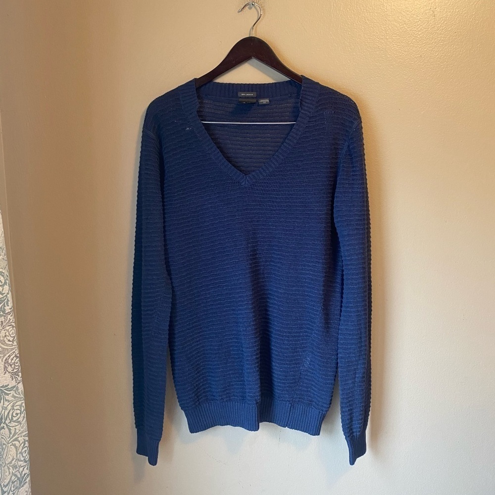 Armani Exchange 100% Linen Ribbed V Neck Sweater